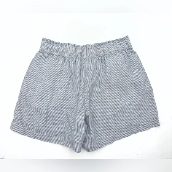 Quince European Linen High Waisted Shorts Womens Size Large Coastal Beach Stripe - Picture 6 of 11